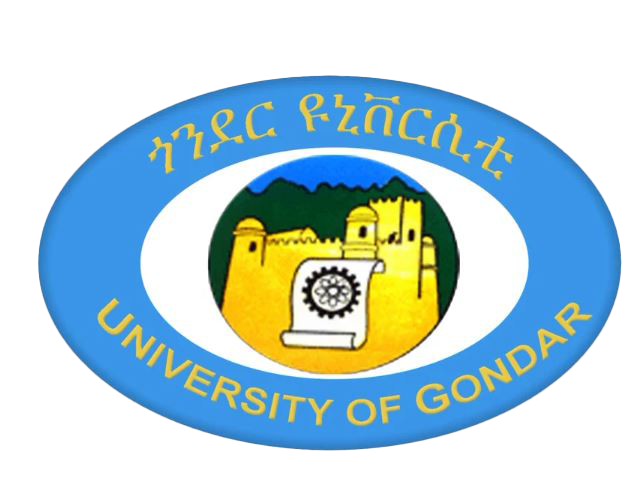 Logo of the University of Gondar with Amharic and English text and an illustration of Fasil Ghebbi castle